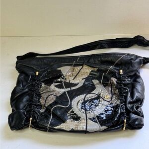 Vintage Carlo Fiori of Italy Snakeskin Patchwork Leather Shoulder Bag